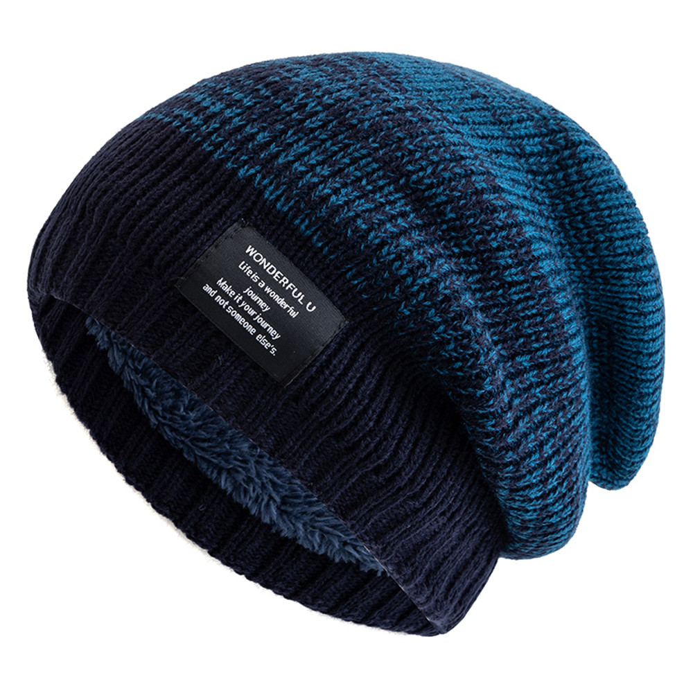 Female Winter Mixing Color Label Decor Knitted Hats Hot Sale Women Slouchy Winter Hats Plush Fur Li 10