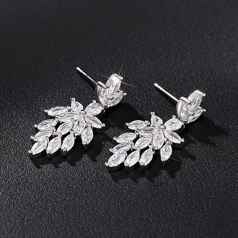 Zirconia Hanging Earrings Crystal Huitan Luxury Marquise Cubic Temperament Elegant Wedding Party Je 4