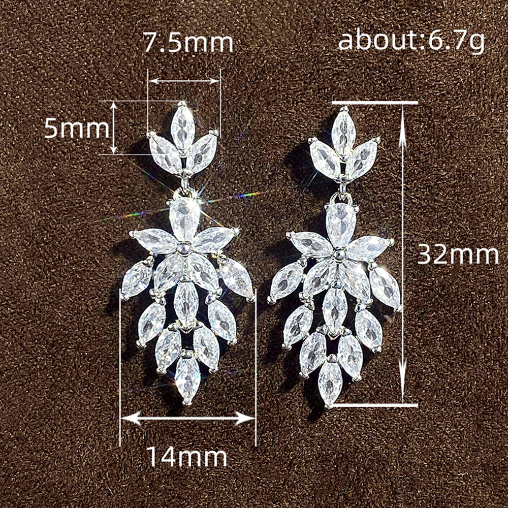 Zirconia Hanging Earrings Crystal Huitan Luxury Marquise Cubic Temperament Elegant Wedding Party Je 5