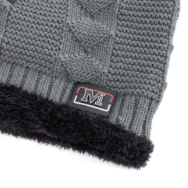 Fashion Letter Label Knitted Hats New Unisex Warm Winter Hat Lined Thick Ski Beanie For Men Women A 3