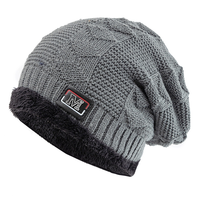 Fashion Letter Label Knitted Hats New Unisex Warm Winter Hat Lined Thick Ski Beanie For Men Women A 6