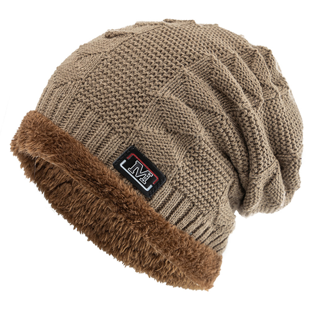 Fashion Letter Label Knitted Hats New Unisex Warm Winter Hat Lined Thick Ski Beanie For Men Women A 8