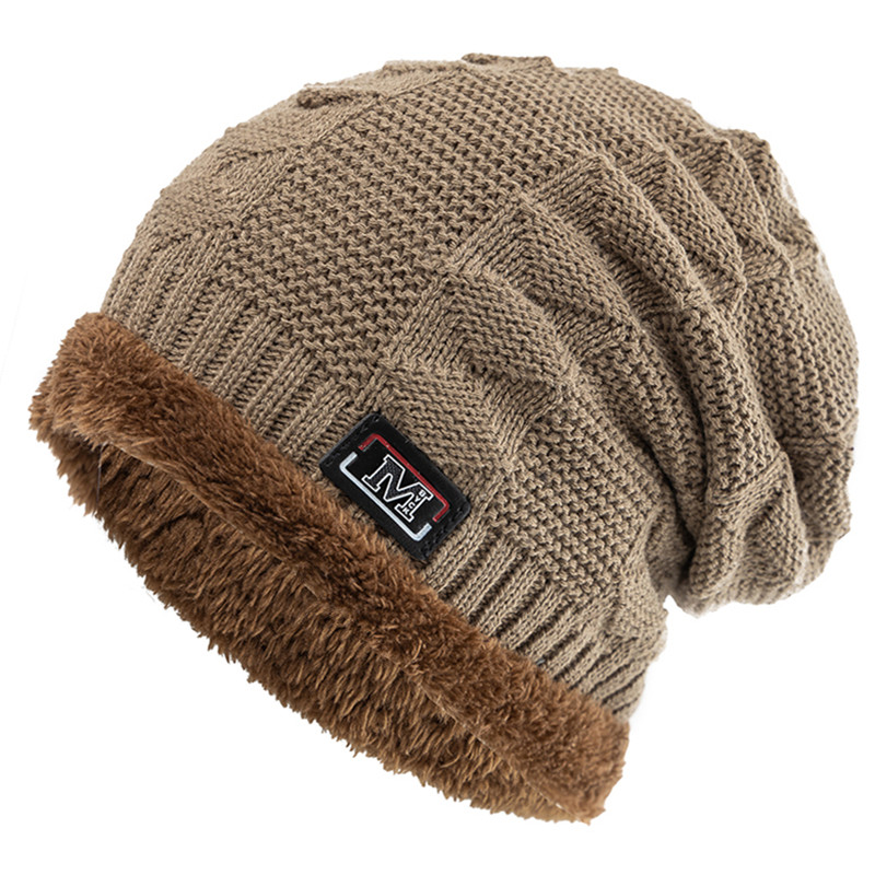 Fashion Letter Label Knitted Hats New Unisex Warm Winter Hat Lined Thick Ski Beanie For Men Women A 8