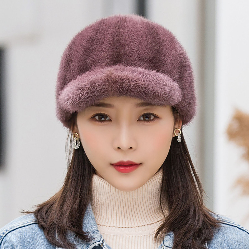 100 Genuine Mink Fur Winter Hat Warm Mink Fur Cap Natural Quality Female Fashion Mink Fur Cap Lady