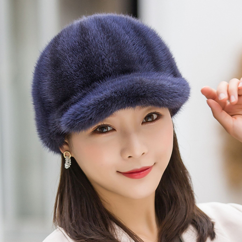 100 Genuine Mink Fur Winter Hat Warm Mink Fur Cap Natural Quality Female Fashion Mink Fur Cap Lady