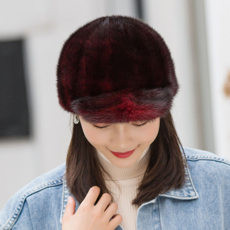 100 Genuine Mink Fur Winter Hat Warm Mink Fur Cap Natural Quality Female Fashion Mink Fur Cap Lady