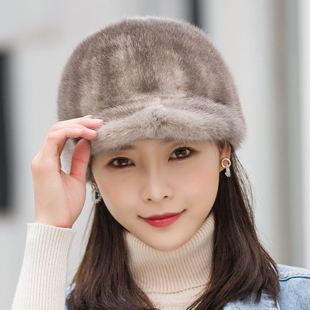 100 Genuine Mink Fur Winter Hat Warm Mink Fur Cap Natural Quality Female Fashion Mink Fur Cap Lady