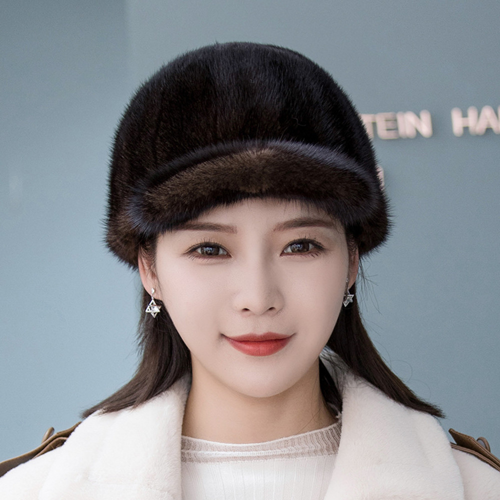 100 Genuine Mink Fur Winter Hat Warm Mink Fur Cap Natural Quality Female Fashion Mink Fur Cap Lady