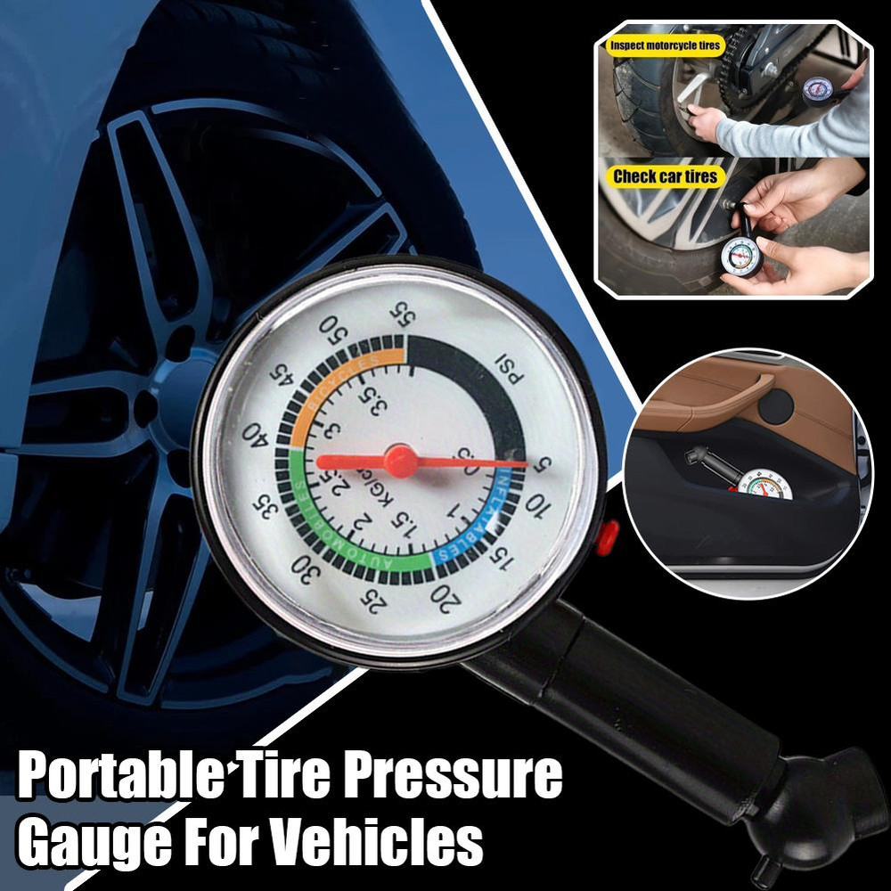 Auto Tire Pressure Gauge, High Precision Tyre Inflation, Degree Chuck for Cars, Motorcycles, Bicycles