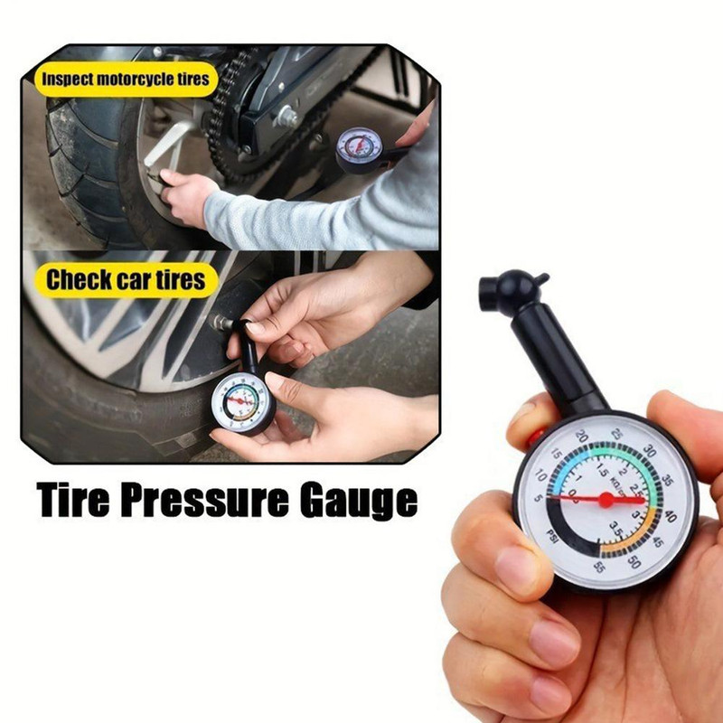 Auto Tire Pressure Gauge, High Precision Tyre Inflation, Degree Chuck for Cars, Motorcycles, Bicycles