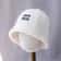 Winter Bucket Hats for Women, Soft Warm Plush Rabbit Fur, Knitted Fisherman Hat with Letter