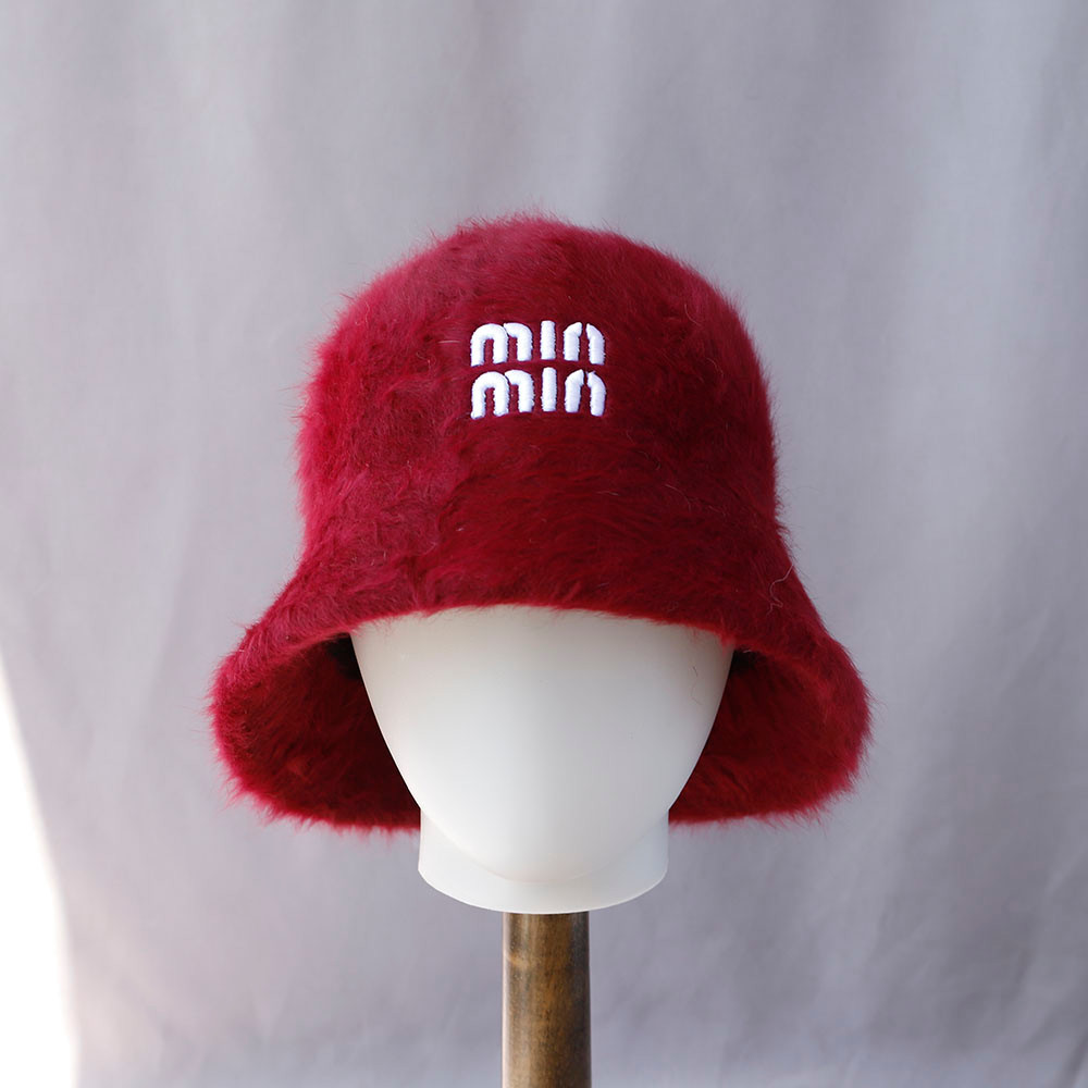 Winter Bucket Hats for Women, Soft Warm Plush Rabbit Fur, Knitted Fisherman Hat with Letter