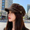 Vintage Style Suede Beret Hat Adjustable Top Newsboy Cap For Women Casual Foldable Warm Hat 3