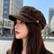 Vintage Style Suede Beret Hat Adjustable Top Newsboy Cap For Women Casual Foldable Warm Hat 3