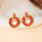 Trendy Round Stud Earrings for Women, Vintage Stainless Steel, Red White Enamel Metal Circle Earring, Punk Party Jewelry