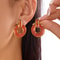 Trendy Round Stud Earrings for Women, Vintage Stainless Steel, Red White Enamel Metal Circle Earring, Punk Party Jewelry