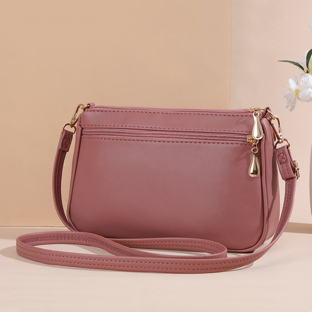 Zipper PU Leather Crossbody Bags, New Fashion Shoulder Bag for Women, Large Capacity Embroidery Handbag and Small Purse