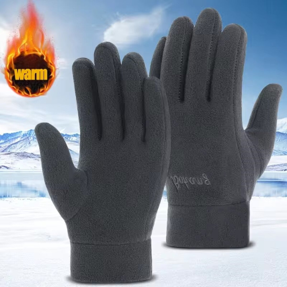 Winter Gloves For Men Thicken Thermal Fleece Full Finger Windproof Cold Resistance Skiing Cycling M 0