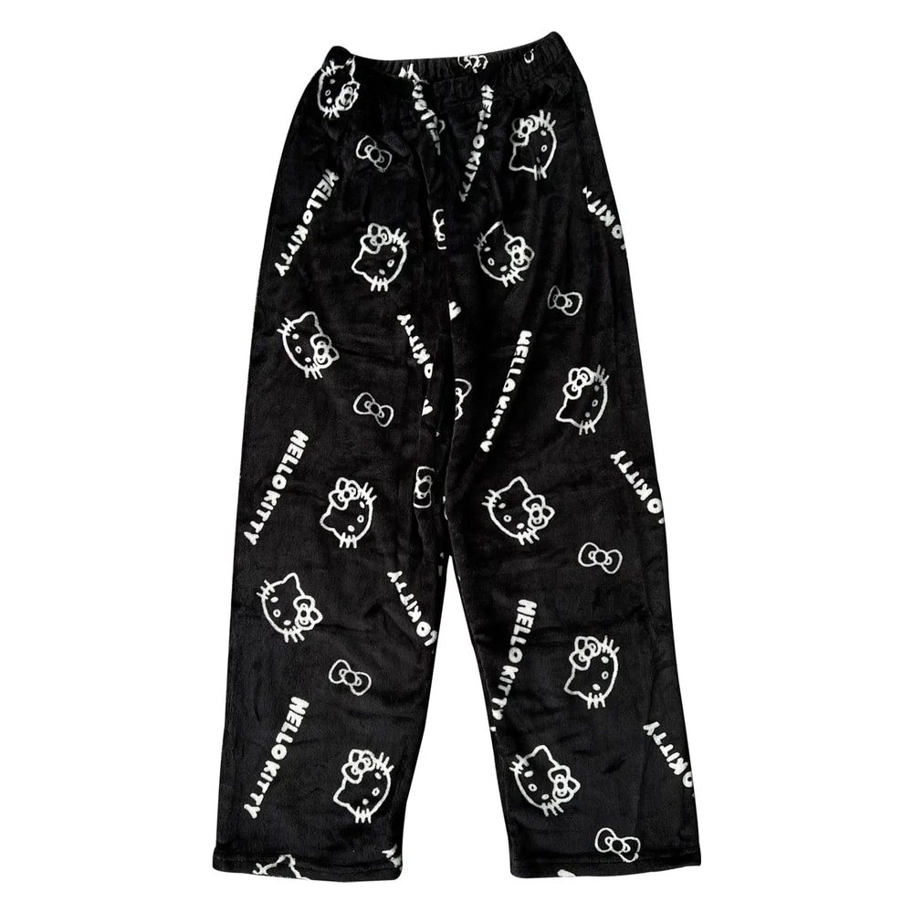 Home pajamas trousers casual set, pajamas cartoon couple walking, Hello Kitty pajamas anime women's lounge homewear