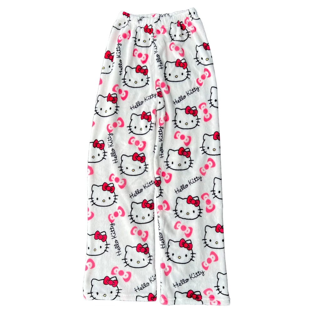 Home pajamas trousers casual set, pajamas cartoon couple walking, Hello Kitty pajamas anime women's lounge homewear