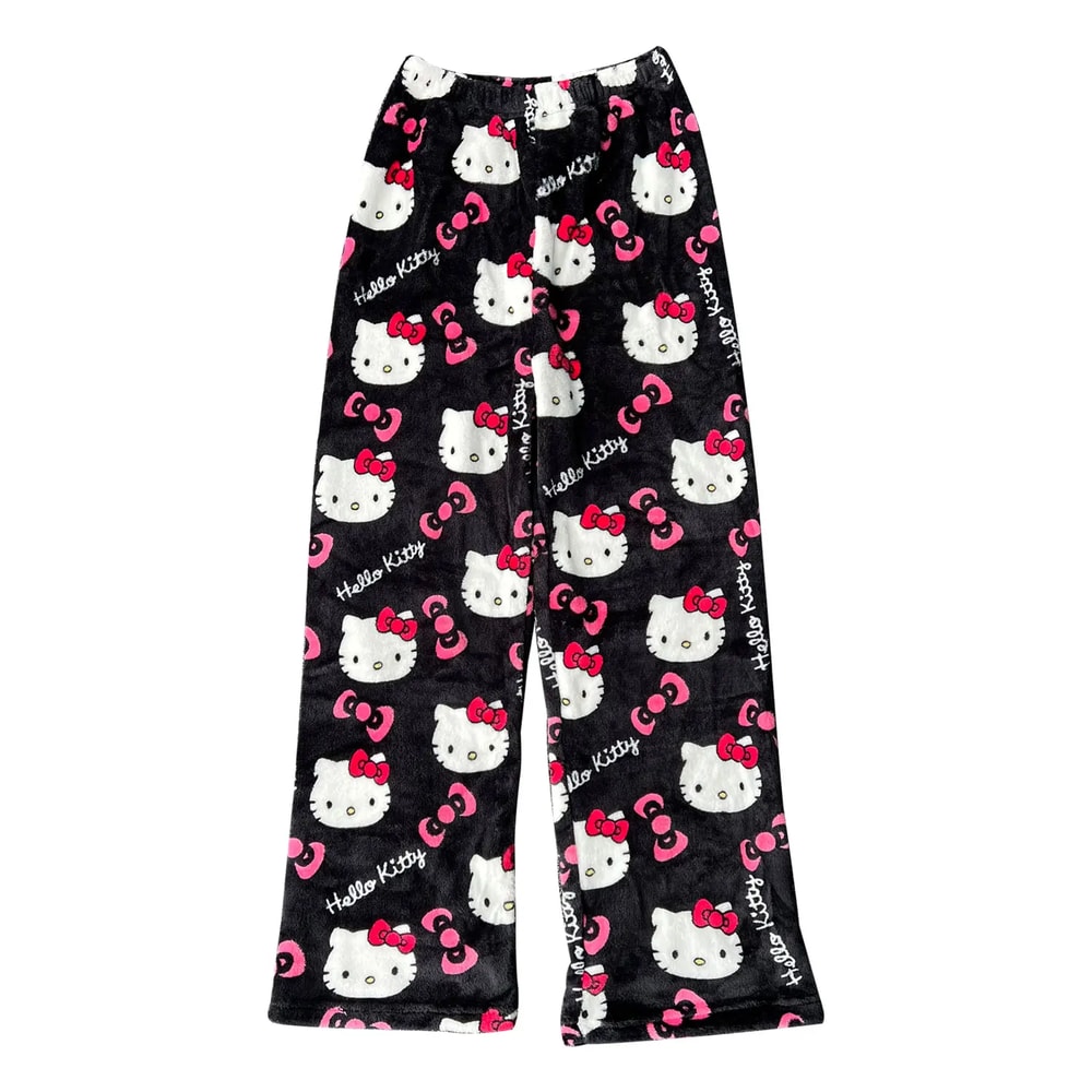 Home pajamas trousers casual set, pajamas cartoon couple walking, Hello Kitty pajamas anime women's lounge homewear