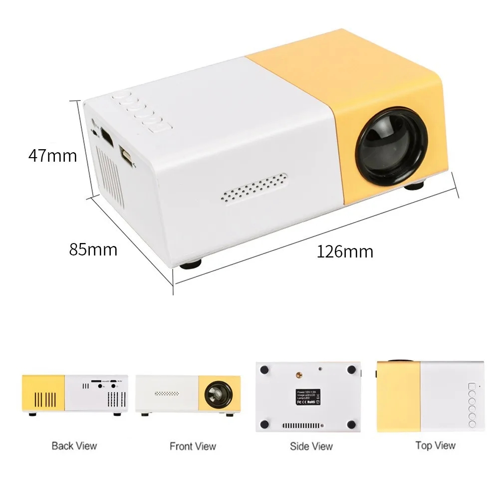 1pc Mini Smart HD Projector With Remote USB Phone Screen Sharing For TravelOffice 2