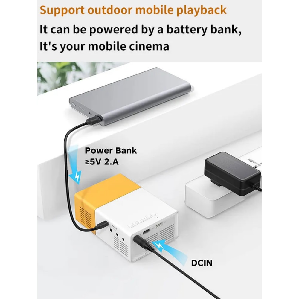 1pc Mini Smart HD Projector With Remote USB Phone Screen Sharing For TravelOffice 3