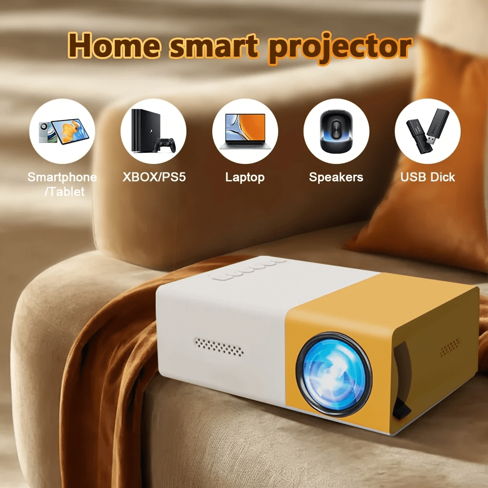 1pc Mini Smart HD Projector With Remote USB Phone Screen Sharing For TravelOffice 5