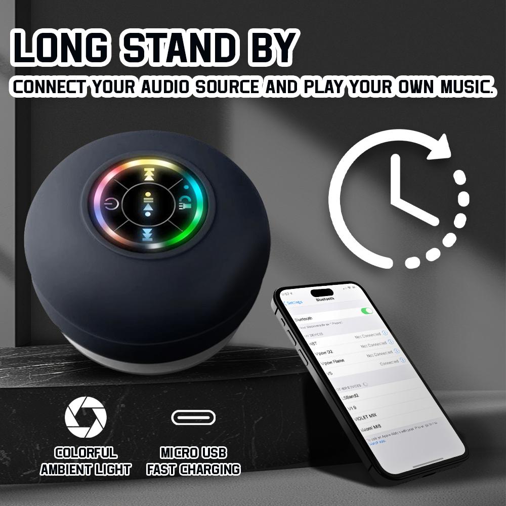 Bluetooth Speaker With LED Lights Strong Suction Cup Portable Mini Speaker Phone Holder For Outdoor 5