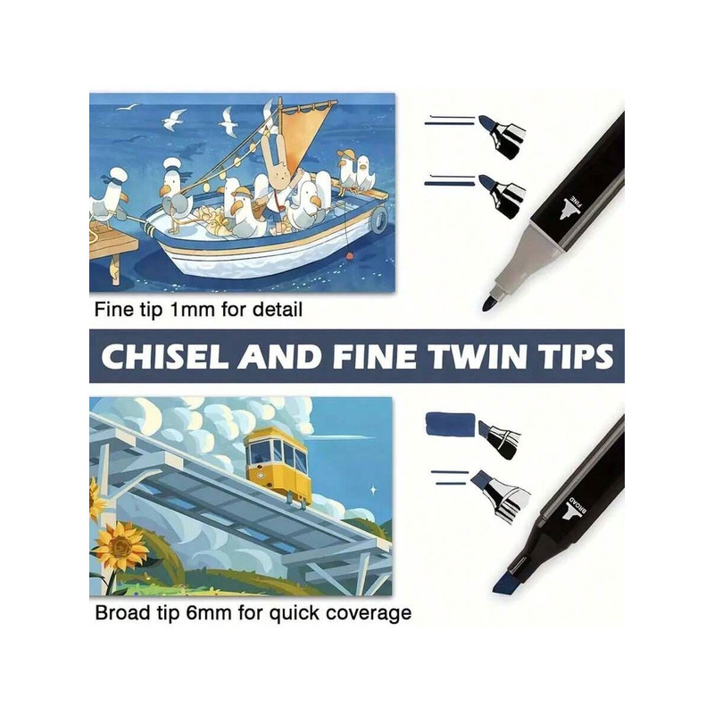 Watercolor Brush Pens Dual Tip OilBased Markers Art Marker Set For Art Students 4