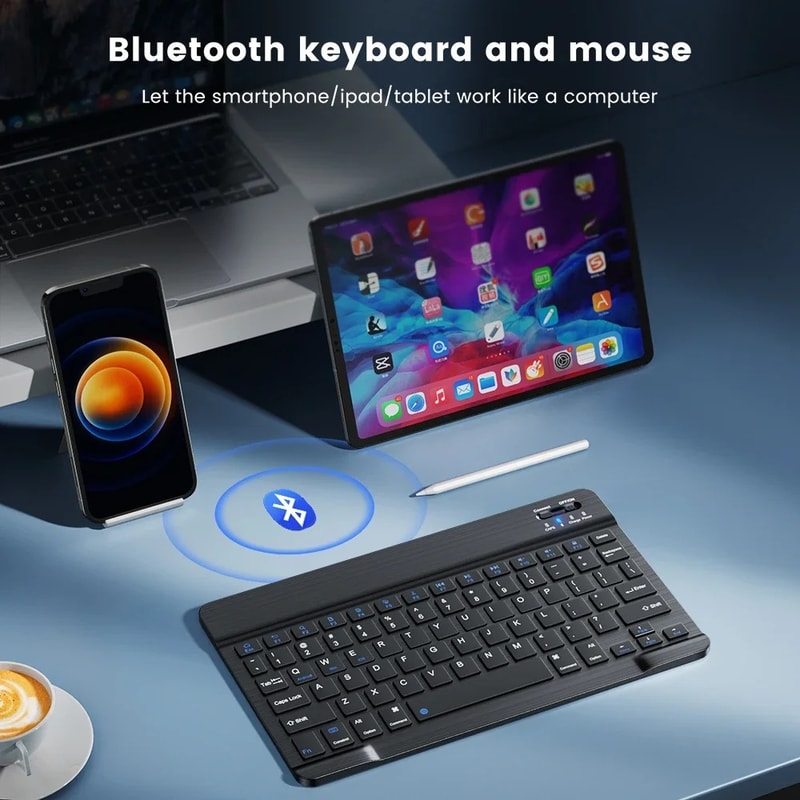 Portable Universal Bluetooth-Compatible Keyboard for Android iOS Windows Slim Wireless Keyboard