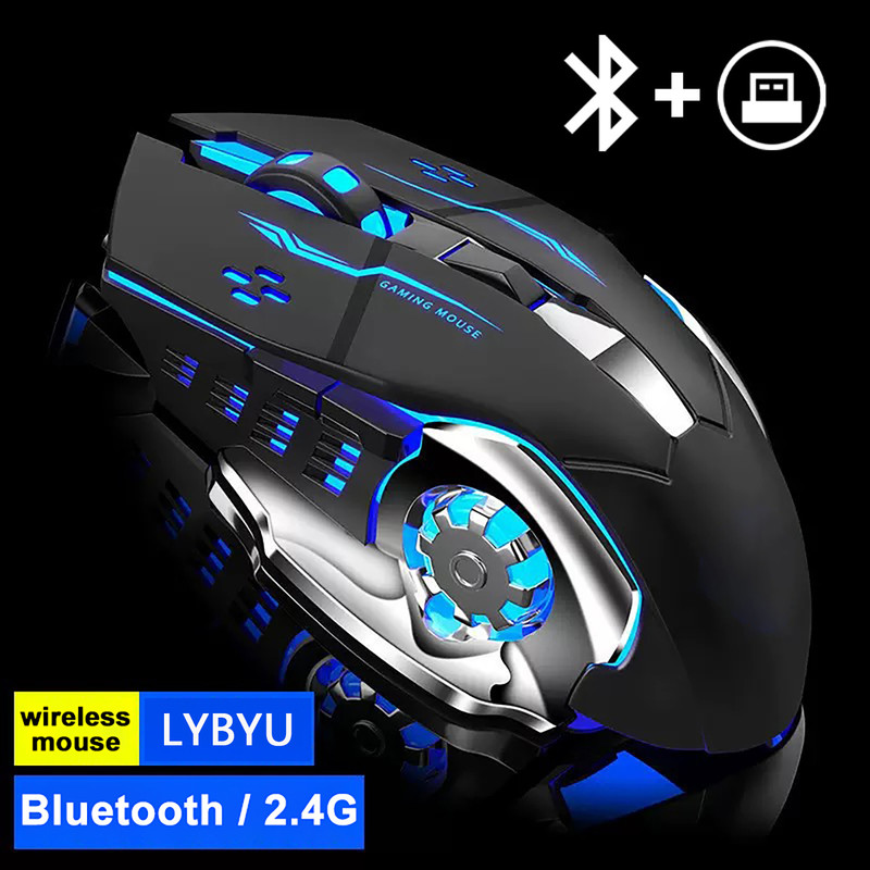 Wireless Gaming Mouse With Rechargeable Battery Silent Bluetooth Backlight PC Gamer Mouse USB Mecha 7