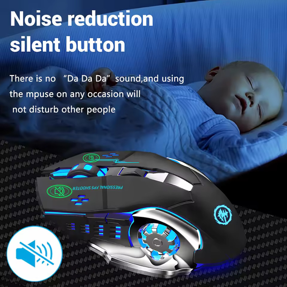 Wireless Gaming Mouse With Rechargeable Battery Silent Bluetooth Backlight PC Gamer Mouse USB Mecha 4