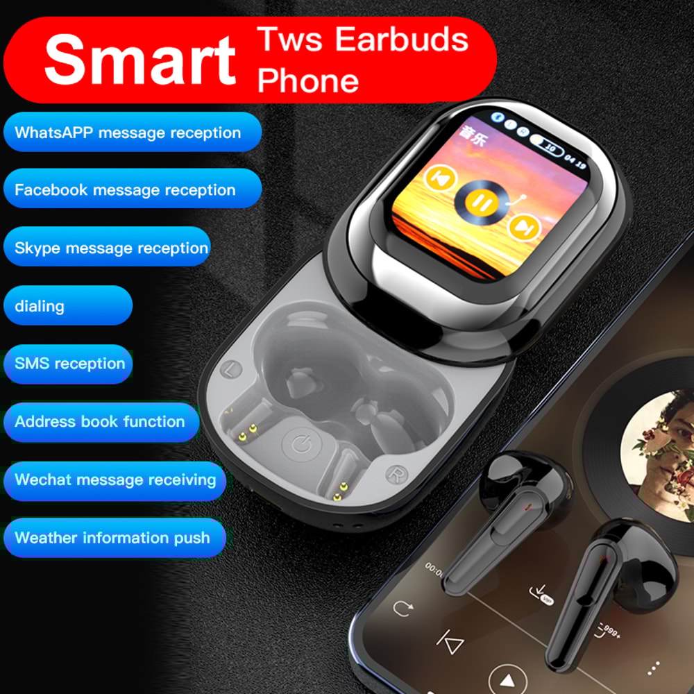 Wireless TWS Earbuds SEONE Smart Headphones LED Fullcolor Slide Touch Screen 5