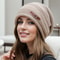 Fleece Lined Womens Knit Beanie Hat Autumn Winter Warm Large Size Full Coverage Stackable Design 0