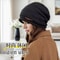 Fleece Lined Womens Knit Beanie Hat Autumn Winter Warm Large Size Full Coverage Stackable Design 3