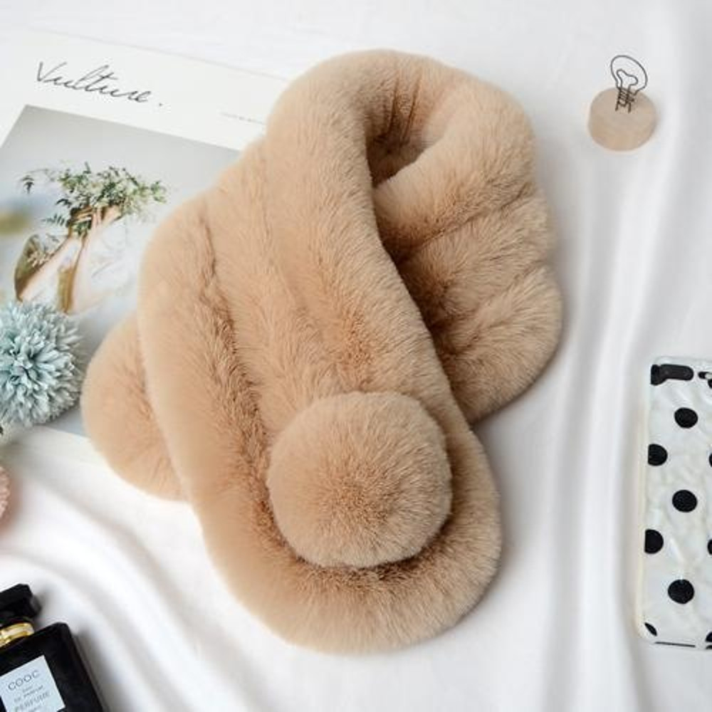 Winter Warm Soft Rabbit Fur Scarf Casual Outdoor Neck Soft Furry Scarves Casual Female Lady Outdoor 5