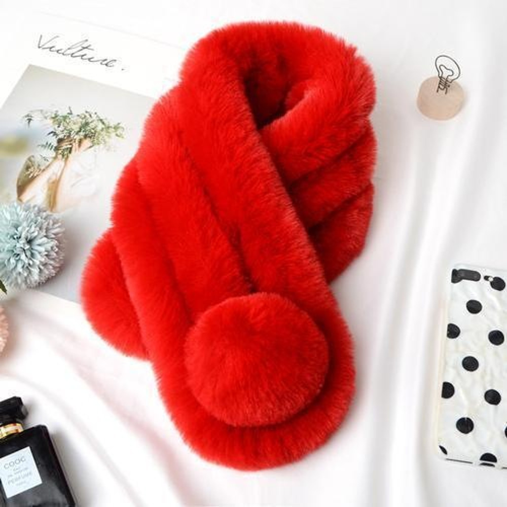 Winter Warm Soft Rabbit Fur Scarf Casual Outdoor Neck Soft Furry Scarves Casual Female Lady Outdoor 8