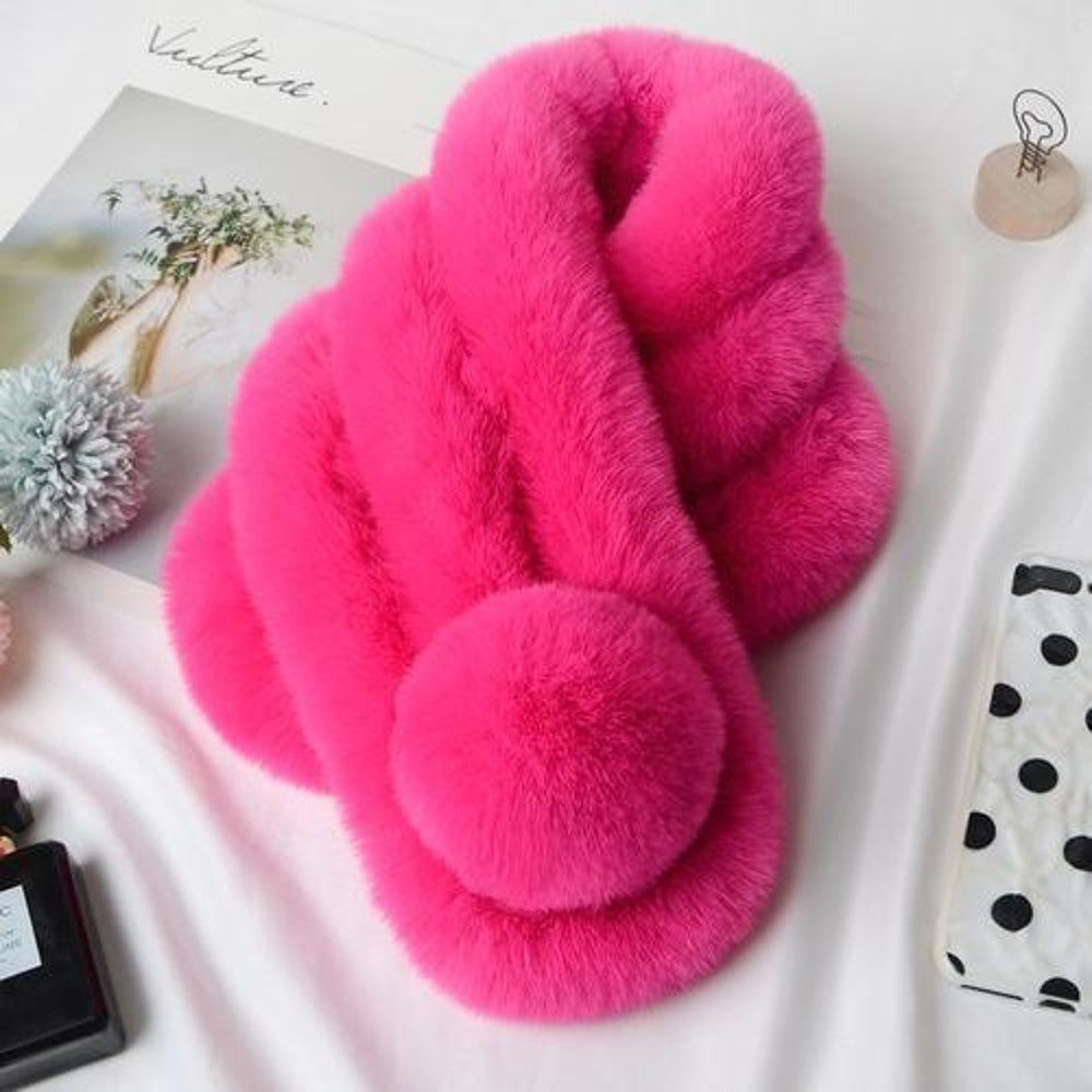 Winter Warm Soft Rabbit Fur Scarf Casual Outdoor Neck Soft Furry Scarves Casual Female Lady Outdoor 9