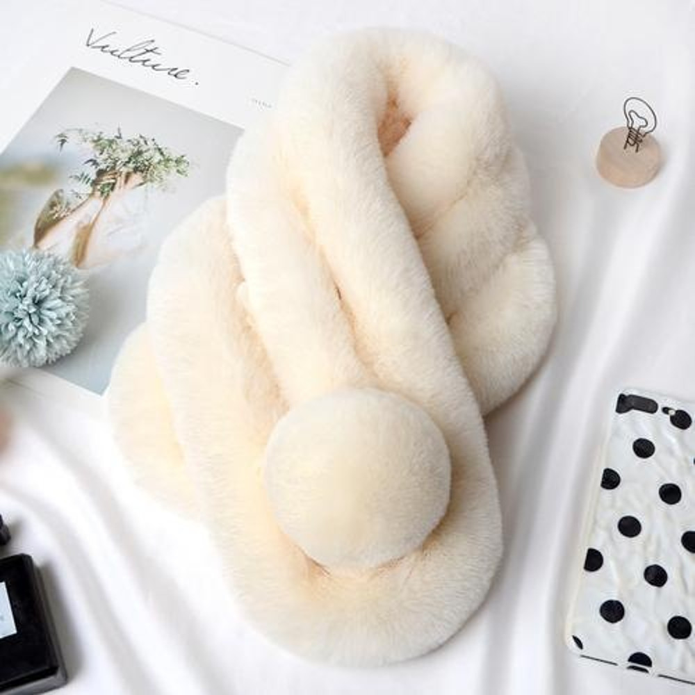 Winter Warm Soft Rabbit Fur Scarf Casual Outdoor Neck Soft Furry Scarves Casual Female Lady Outdoor 11