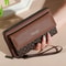 Faux Leather Wallet For Men Double Layer Snap Closure Zippered Card Holder Photo Compartment 0