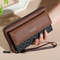 Faux Leather Wallet For Men Double Layer Snap Closure Zippered Card Holder Photo Compartment 6