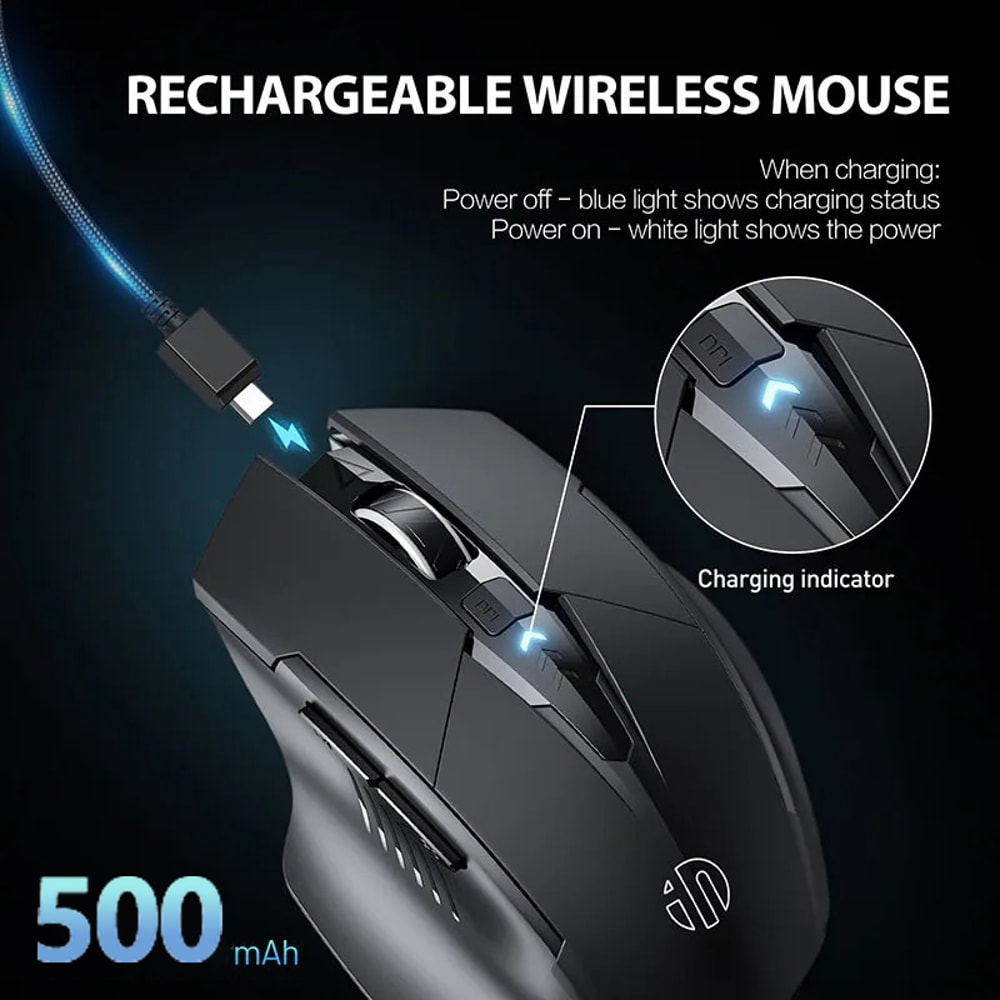 Ergonomic Wireless Mouse Rechargeable Silent Power Display Universal For Laptop Desktop 1