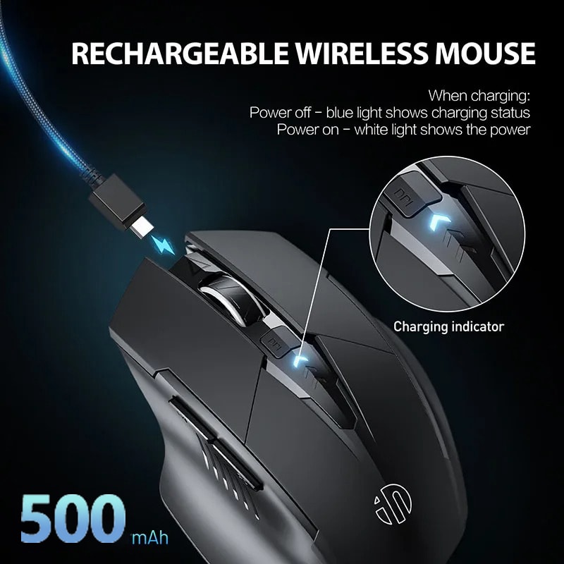 Ergonomic Wireless Mouse Rechargeable Silent Power Display Universal For Laptop Desktop 1