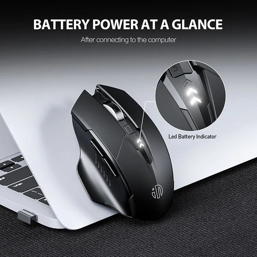 Ergonomic Wireless Mouse Rechargeable Silent Power Display Universal For Laptop Desktop 4