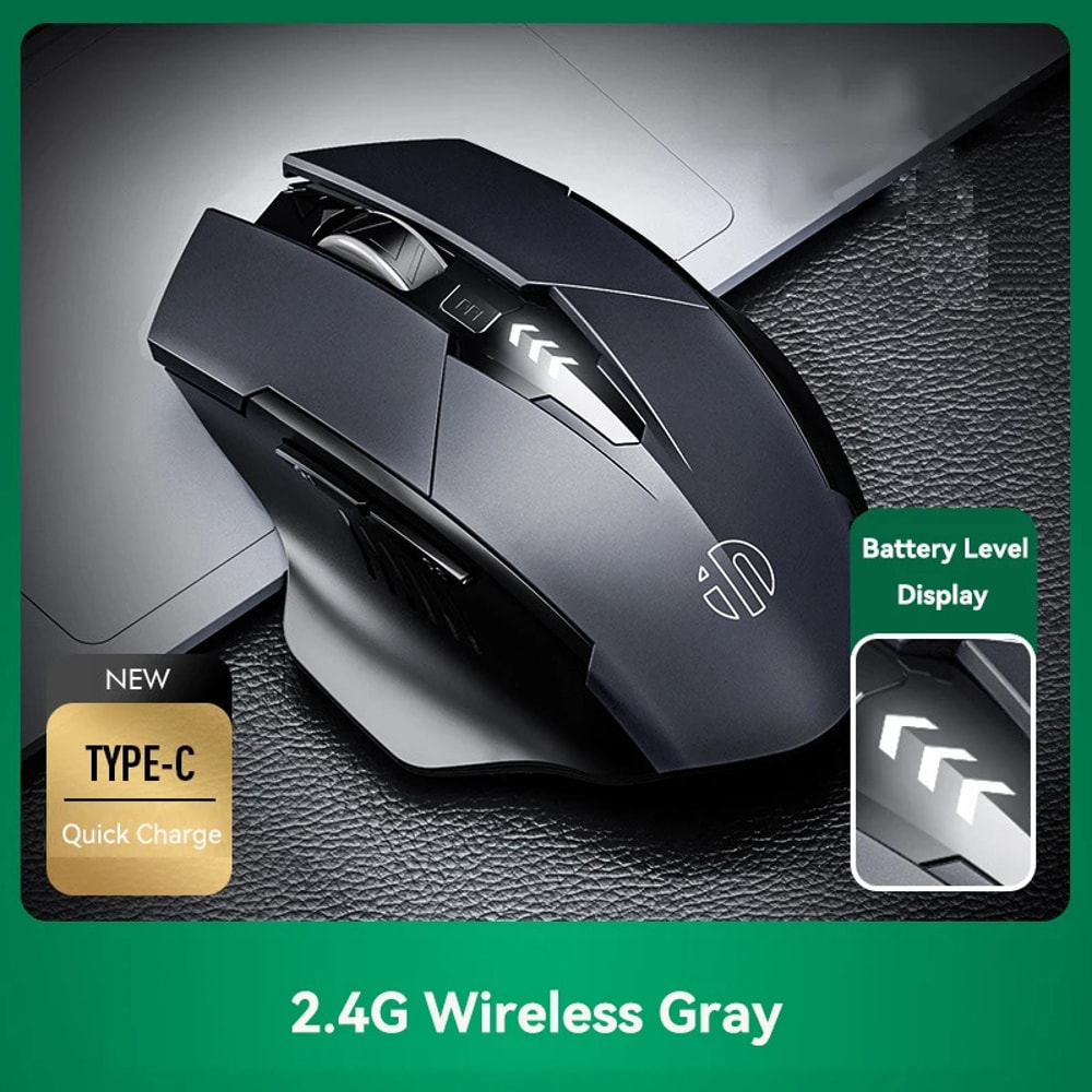 Ergonomic Wireless Mouse Rechargeable Silent Power Display Universal For Laptop Desktop 6