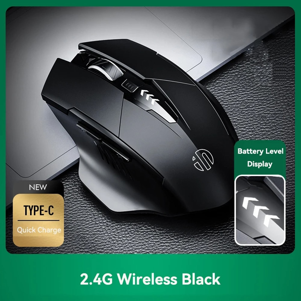Ergonomic Wireless Mouse Rechargeable Silent Power Display Universal For Laptop Desktop 7