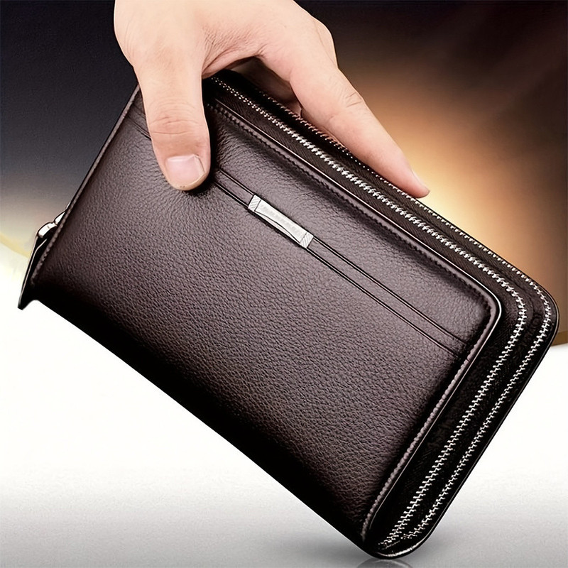 Long Leather Wallet, Business Handbag Phone Card Holder Case, Gift for Husband