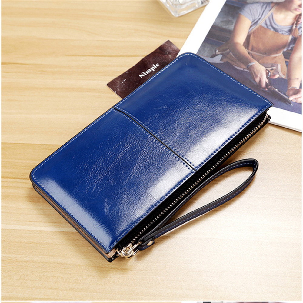 Vintage PU Leather Clutch Wallet For Women Large Capacity Phone Purse Ladies Wristband Card Holder 1