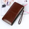 Vintage PU Leather Clutch Wallet For Women Large Capacity Phone Purse Ladies Wristband Card Holder 7